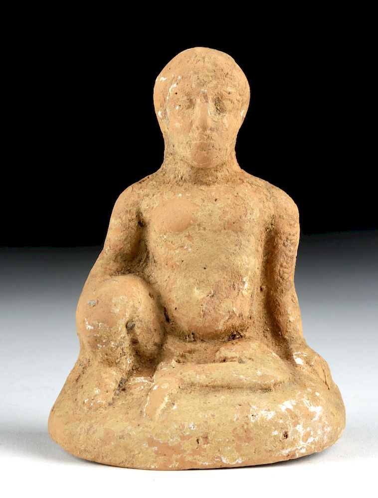 Greek Archaic Terracotta Seated Nude Boy Originally Listed At 500