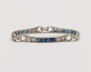 Platinum Diamond and Sapphire Bracelet PLATINUM DIAMOND AND SAPPHIRE BRACELETca