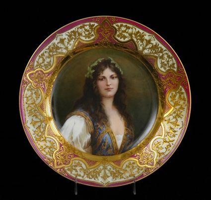 DRESDEN PORCELAIN HAND PAINTED PORTRAIT PLATE NORMA Showing a bust