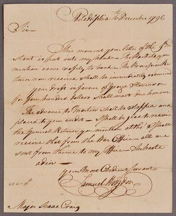 HODGDON SAMUEL TWO AUTOGRAPHED LETTERS SIGNED ONE 1796 THE OTHER