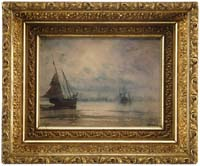 HENDRICKS A HALLETT American 1847 1921 LOW TIDE Watercolor scene