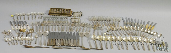 Miscellaneous Silver and Silver plated Flatware including a set of
