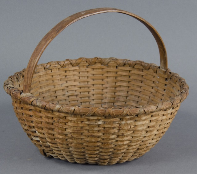 Round Oak Splint Basket with HandleFine splints approx 1 8