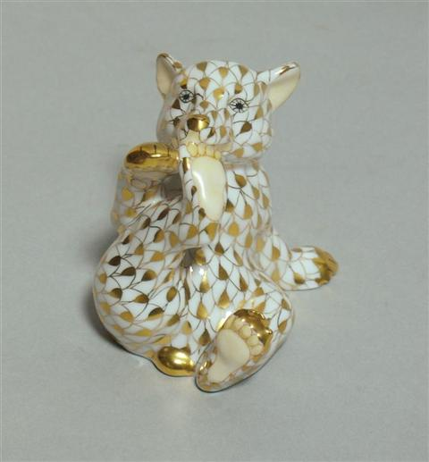 HEREND MODEL OF A BEAR CUB Blue printed mark for