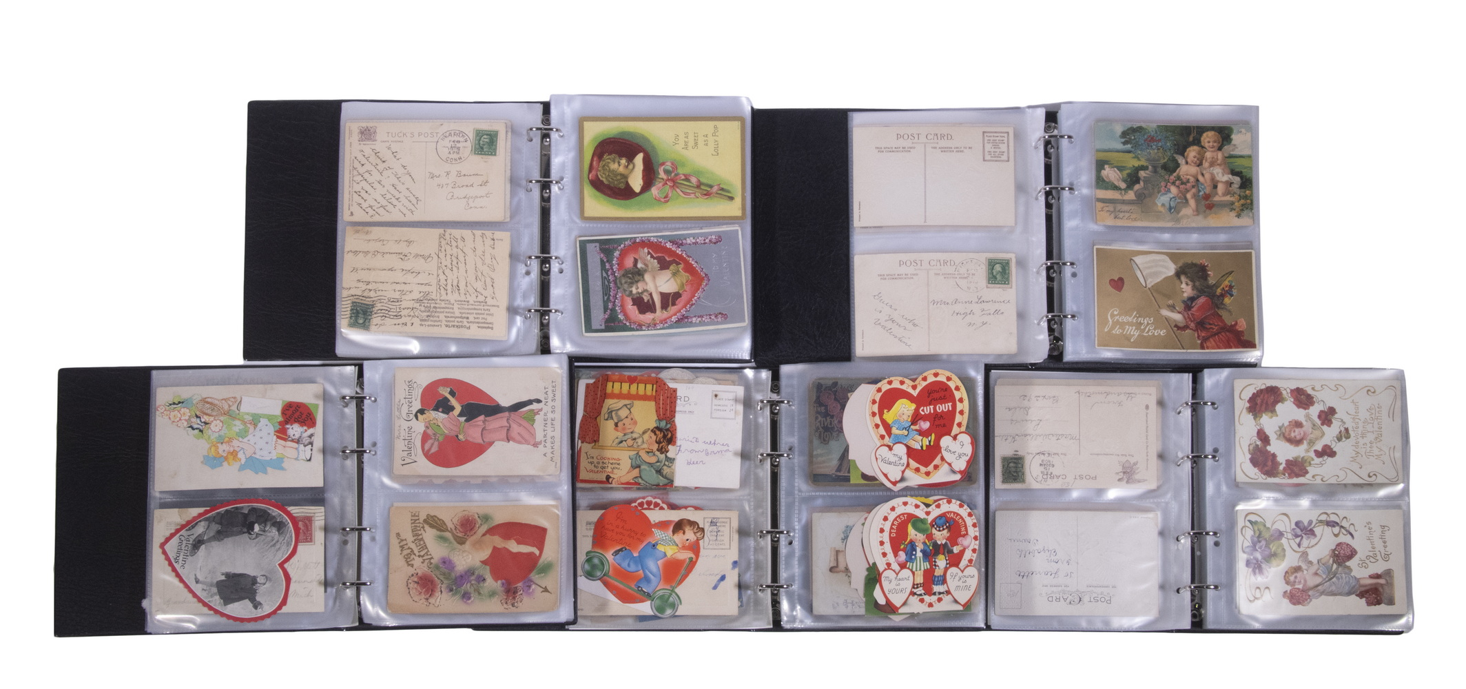 VALENTINE POSTCARD COLLECTION Large Group of circa 1910 Valentine Postcards