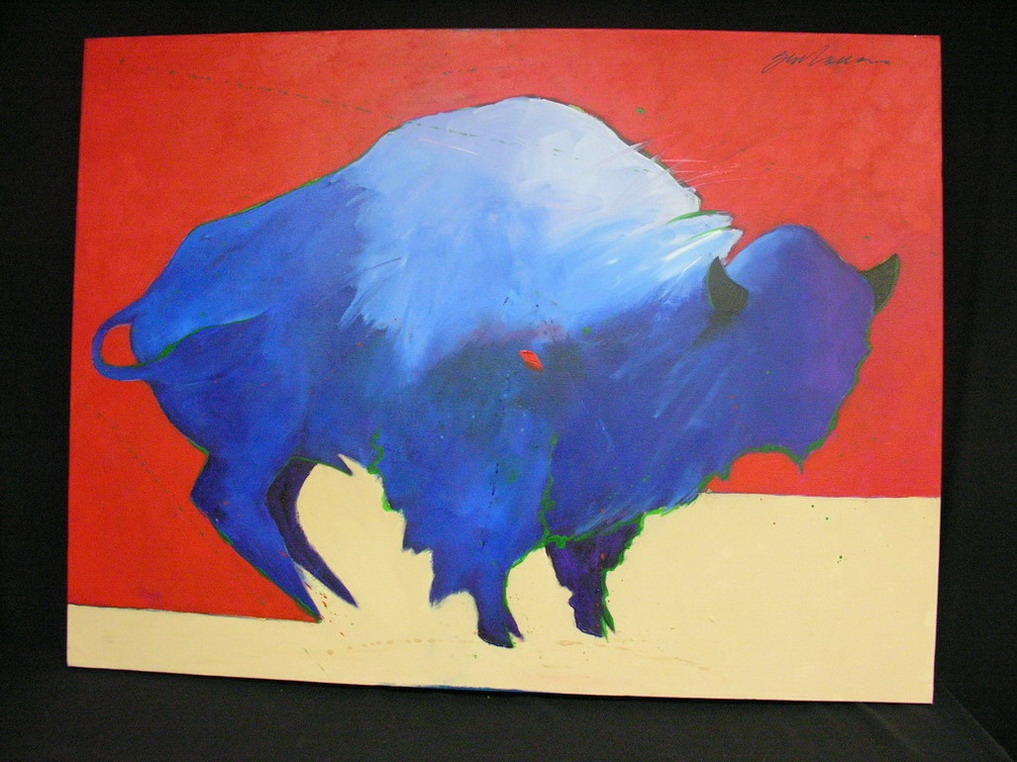 BURT SEABORN BLUE BUFFALO PAINTING Artist Burt Seaborn 1931 Title