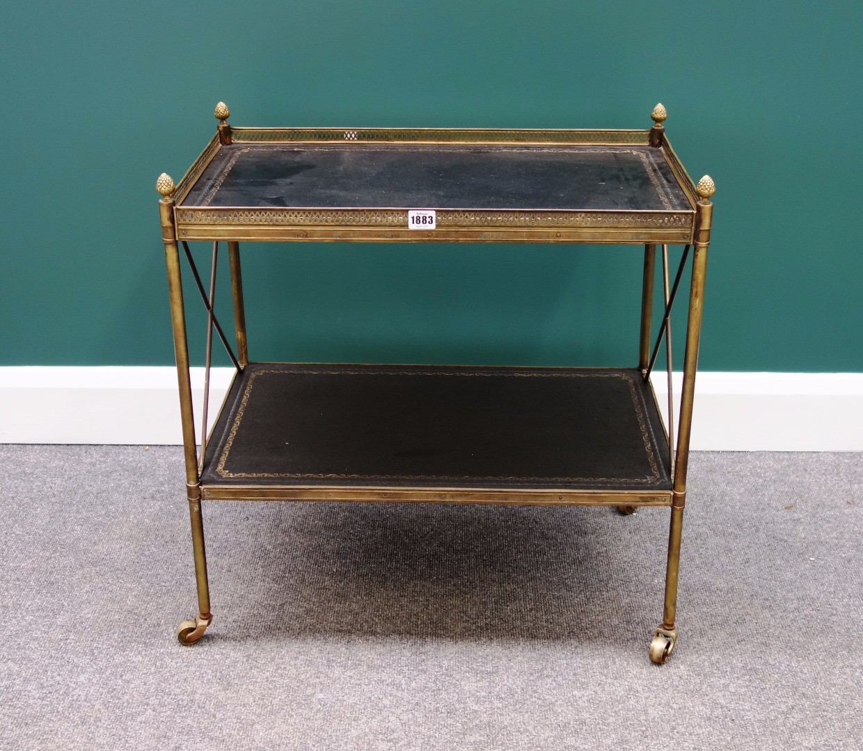 An early 20th century French rectangular gilt metal two tier
