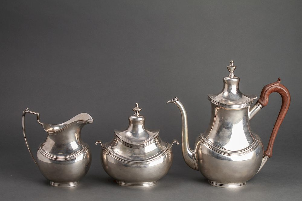 Portuguese Sarmento Lisboa Silver Tea Svc 3 Pcs Portuguese silver
