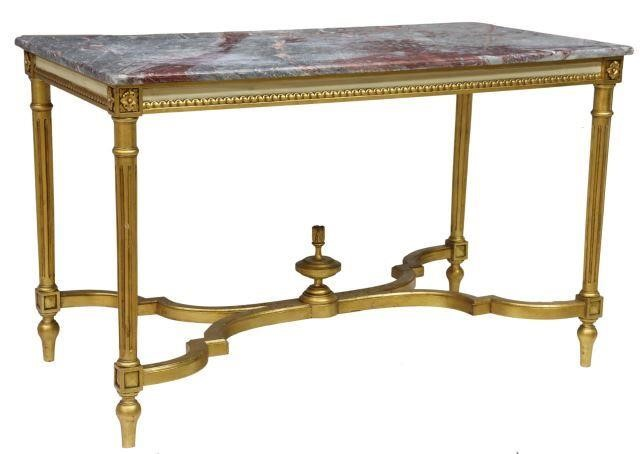 French Louis XVI style marble top table 20th c gilt