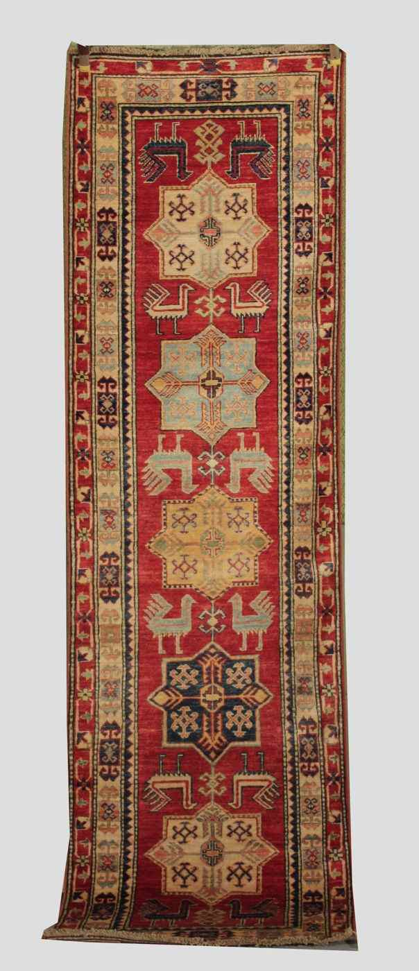 ORIENTAL RUG KAZAK DESIGN2 4 x 8 3 Five gabled