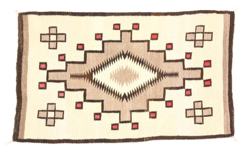 NAVAJO RUG Probably Crystal area mid 20th century wool Stepped