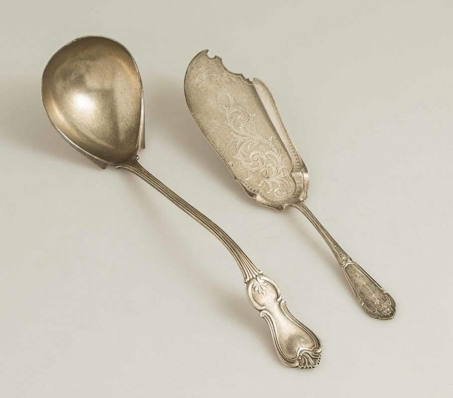 California Silver Server Ladle Monogrammed engraved fish server Gargoyle patter
