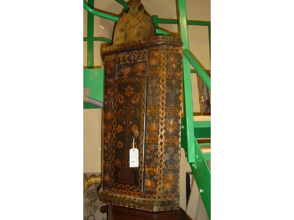 A 19th century Folk Art style painted pine hanging corner