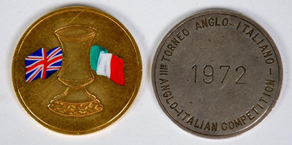 ANGLO ITALIAN COMPETITION 1971 GILT METAL AND ENAMEL WINNERS MEDAL