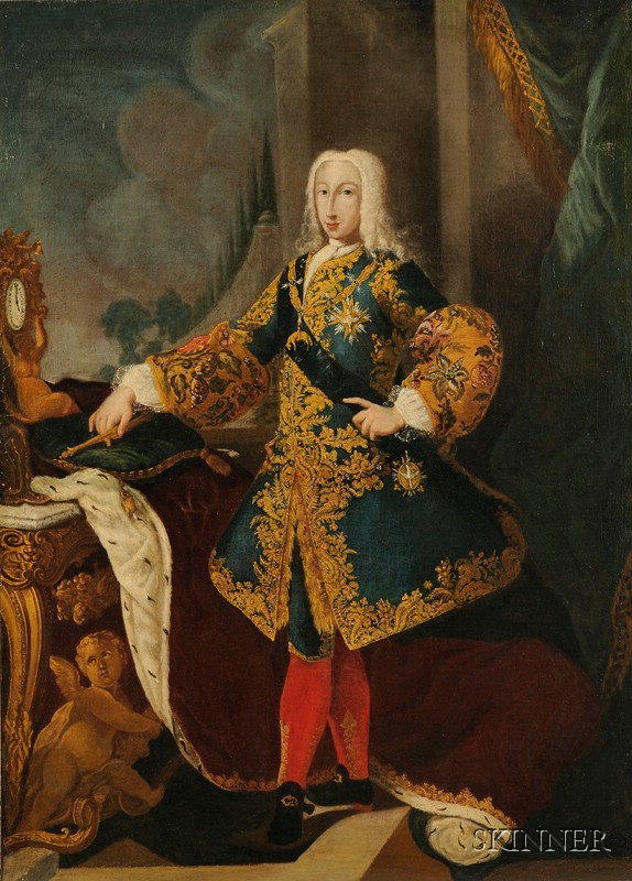 Continental School 18th Century Style Standing Portrait of Louis XV