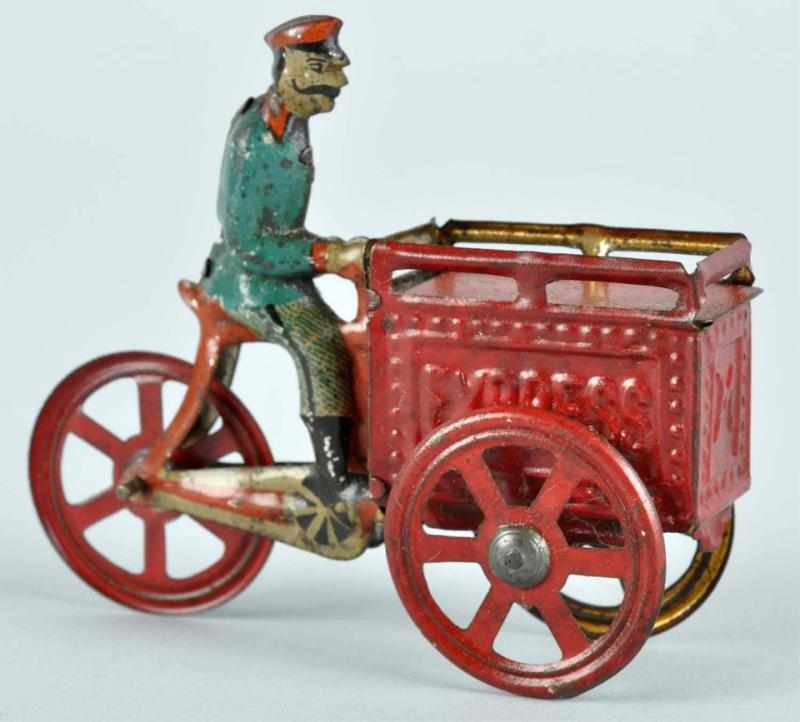 Scarce Tin Litho Express Motorcycle Penny Toy Description German Depicts