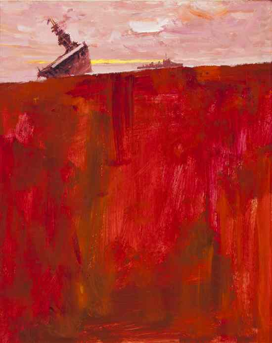 Austin Briggs American 1909 1973 Aircraft Carrier oil on board