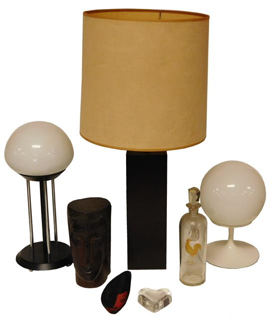 Modern decorative arts and lighting including Baccarat and Stemlite eight