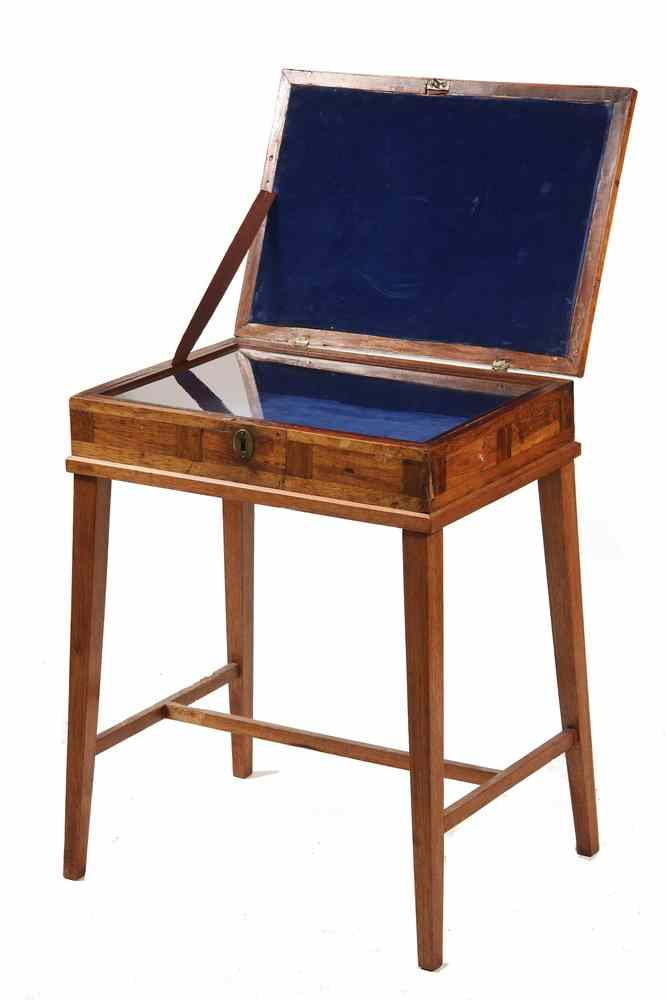 MARQUETRY DISPLAY CASE 19th c Italian Marquetry Covered Display Case