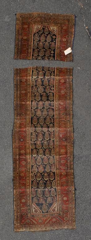 Persian Runner previously mounted on stair cut in two pieces