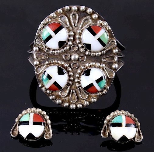 Signed AMR Multistone Mosaic Bracelet Earrings For your bidding pleasure