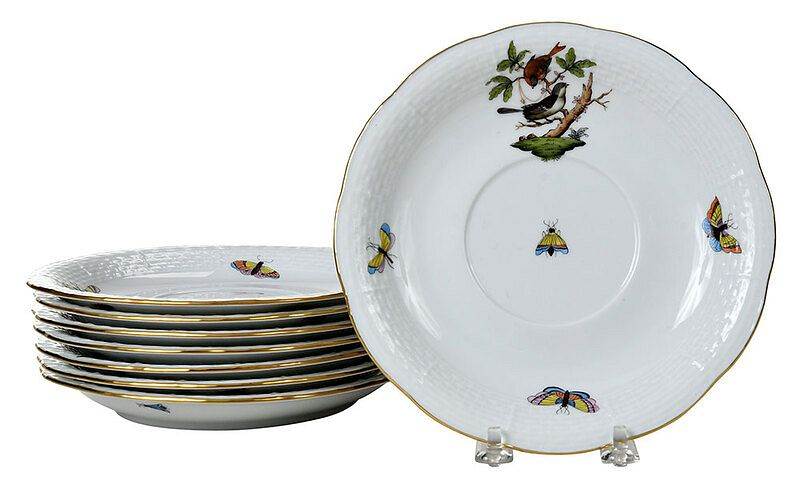 Herend Rothschild Bird Dinnerware 29 Pieces Hungarian 20th century eight
