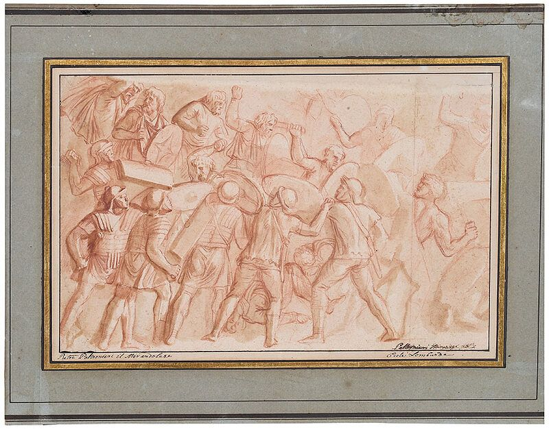 Pietro Il Mirandolese Paltronieri Italian 1673 1741 Roman Battle Scene