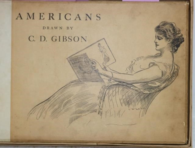 BOUND VOLUME OF DRAWINGS PRINTS BY C D GIBSON CHARLES