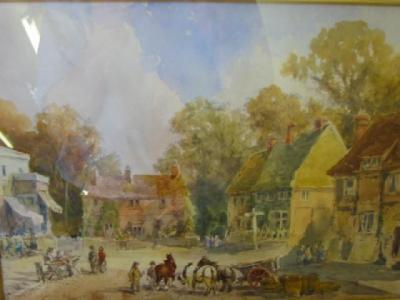 WILLIAM HARFORD Town Square with Horses and Figures signed 10