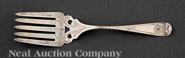 An American Coin Silver Serving Fork Peter Krider Philadelphia wc
