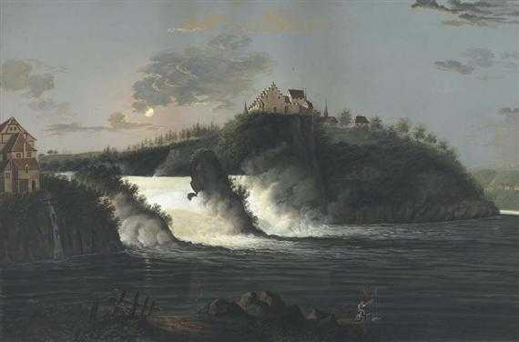 BLEULER JOHANN LUDWIG Feuerthalen 1792 1850 Schloss Lauffen attributed Der