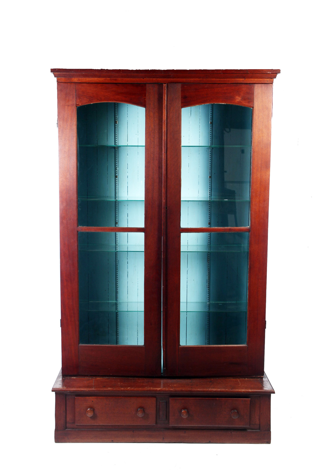 DISPLAY CABINET American 2nd quarter 20th century walnut Two piece