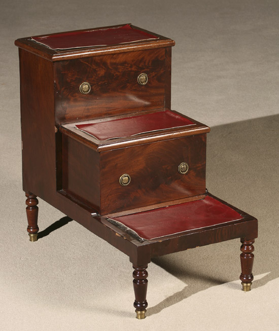 Regency Mahogany Bedsteps Early 19th Century Each tread inset with