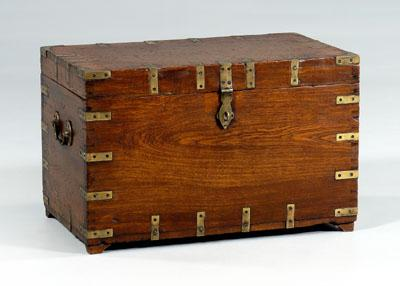 Brass mounted camphor campaign chest dovetailed construction with brass mounts