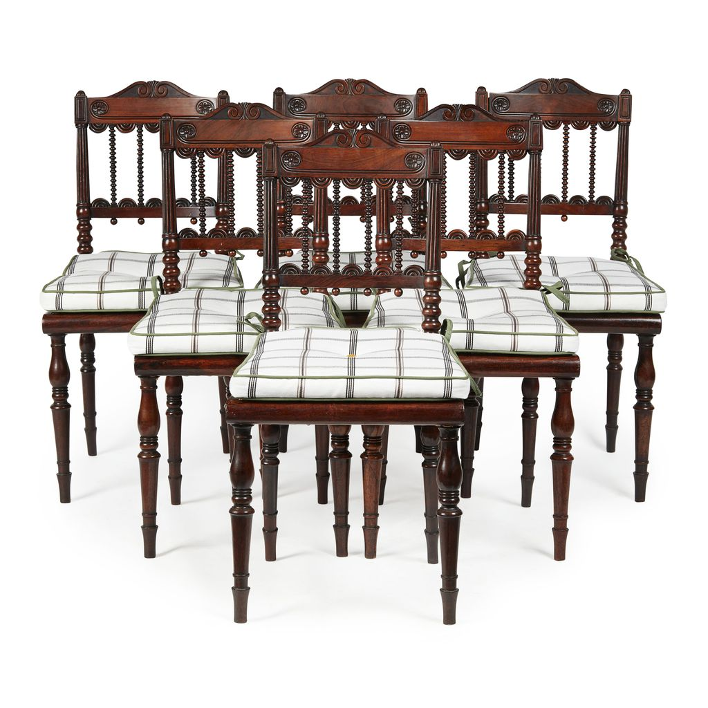 SET OF SIX REGENCY ROSEWOOD DINING CHAIRS 19TH CENTURY the