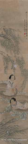 Fei Danxu Chinese 1801 1850 a corresponding pair of paintings