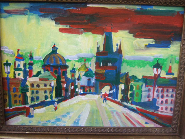 Henry Dawnay b 1969 Charles Bridge Prague oil on canvas