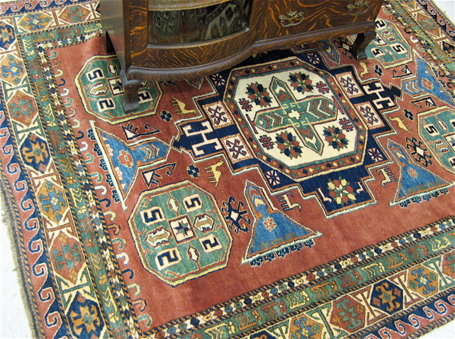 AFGHAN CHECHEN TRIBAL AREA RUG hand knotted in a geometric