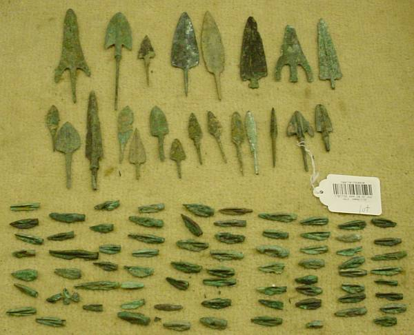 A large lot of Bronze Age projectile points Comprising Near
