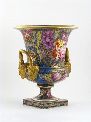 A large and imposing Derby campana vase lavishly painted with