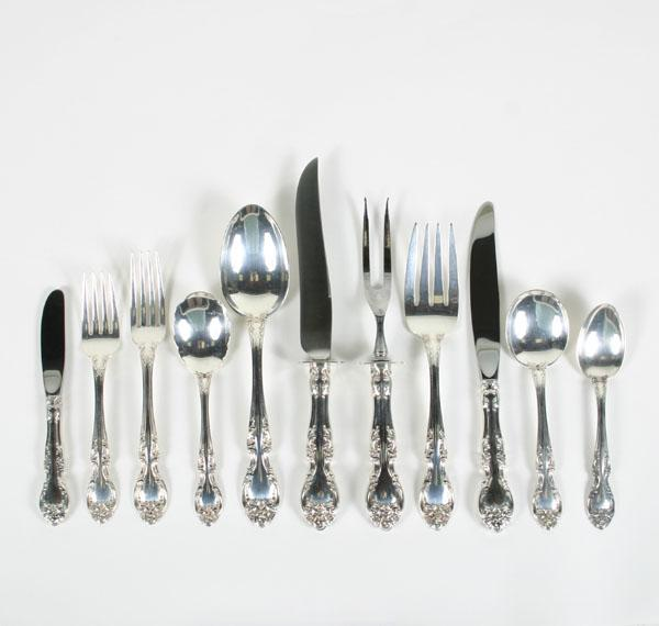 Gorham sterling flatware in the Melrose pattern including 16 spoons