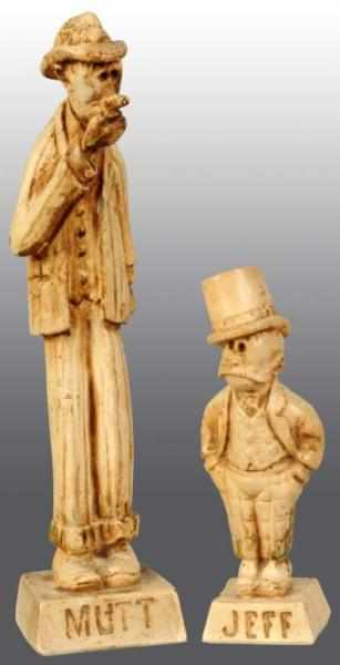 Lot of 2 Composition Mutt Jeff Figurines Description Marked Mutt