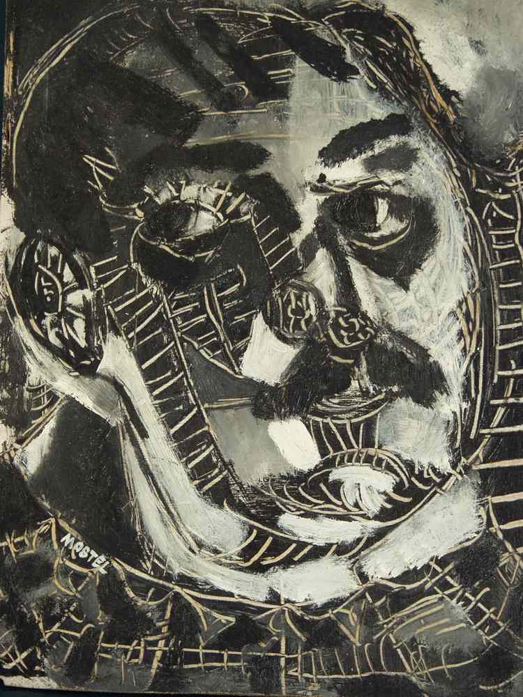 OOP Modernist bust portrait of man with moustache by Zero