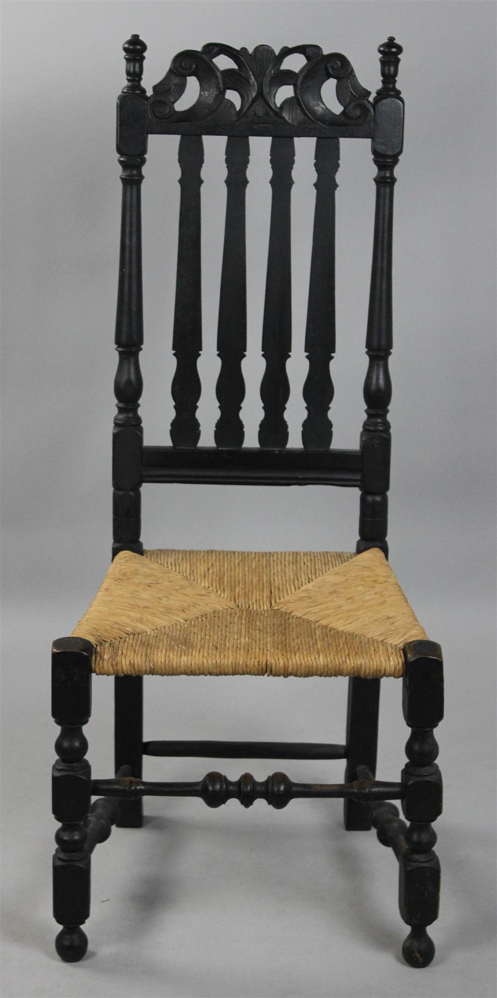 WILLIAM AND MARY BANNISTER BACK SIDE CHAIR PROBABLY BOSTON 18TH