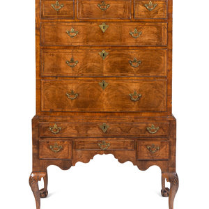 A George II Burl Walnut Chest on Stand Mid 18th