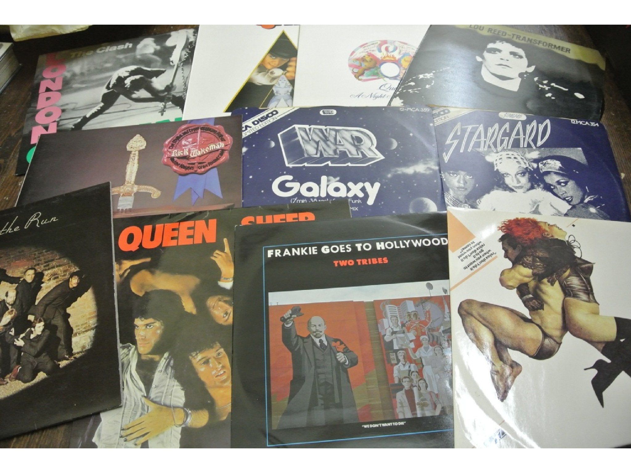 A large collection of vintage vinyl albums including Mott the