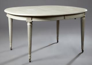French Louis XVI Style Polychromed Oak Dining Tabl French Louis