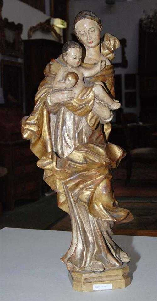MARIA MIT KIND Barock Stil Holz vollrund geschnitzt und gefasst
