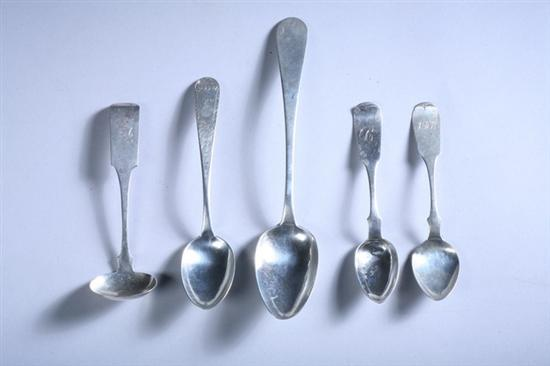 COLLECTION AMERICAN STERLING AND COIN SILVER FLATWARE MOSTLY SPOONS early