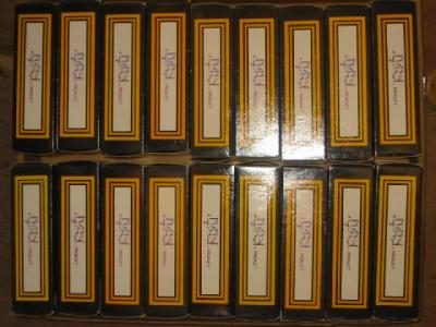 Eighteen Dapol goods trucks including box van oil tankers and